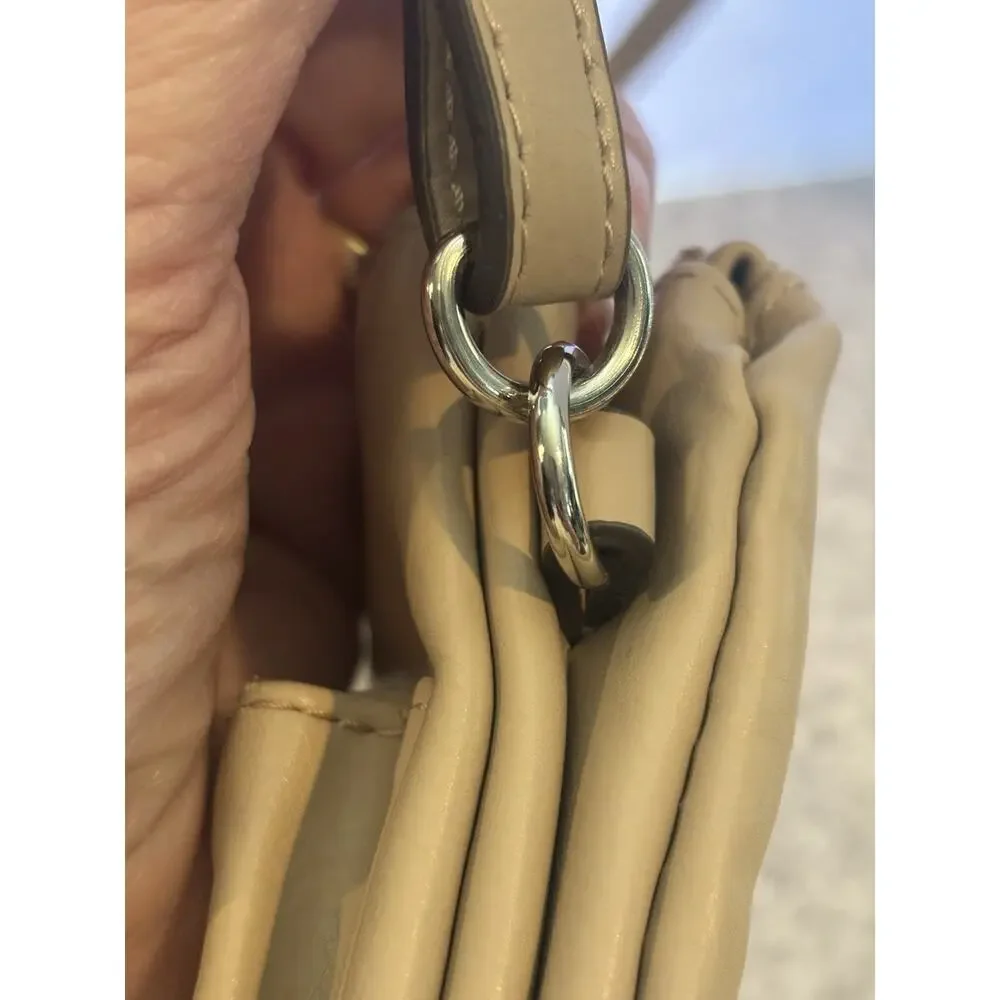 Kenneth Cole Reaction Beige Small Crossbody Bag Zip Top Adjustable Strap Pockets